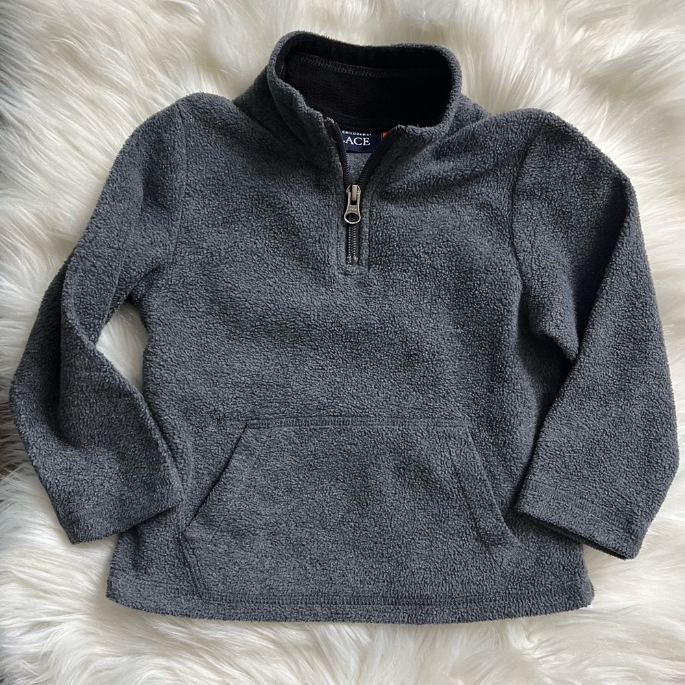 CHILDREN’S PLACE GRAY FLEECE KIDS PULLOVER FRONT POCKET